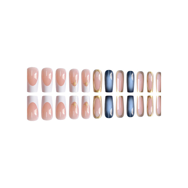 Premium Gradient Press-On Nails with Gold Accents Stornfield