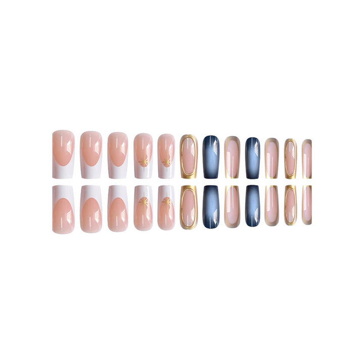 Premium Gradient Press-On Nails with Gold Accents Stornfield