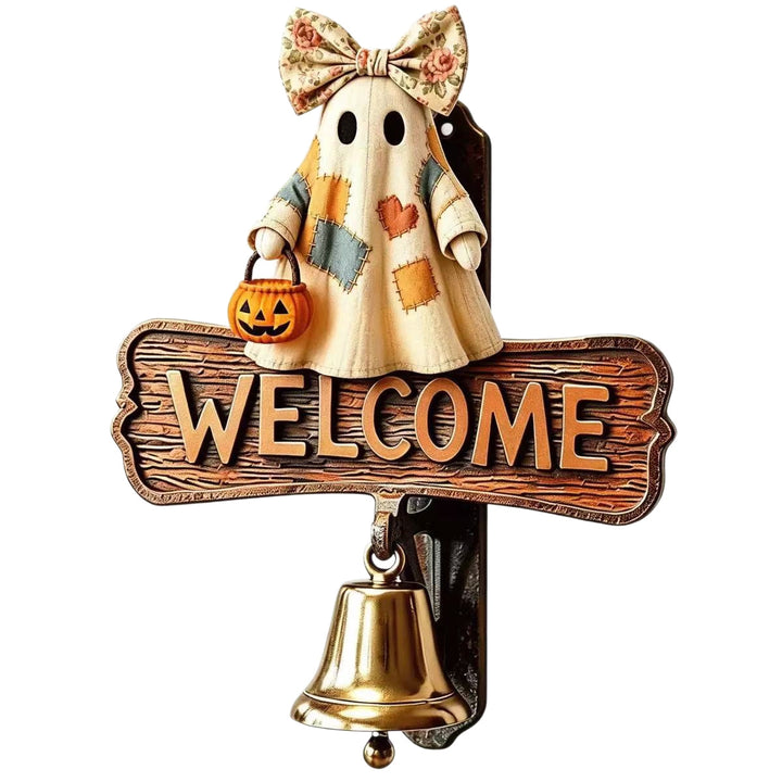 Welcome sign with ghost motif Stornfield