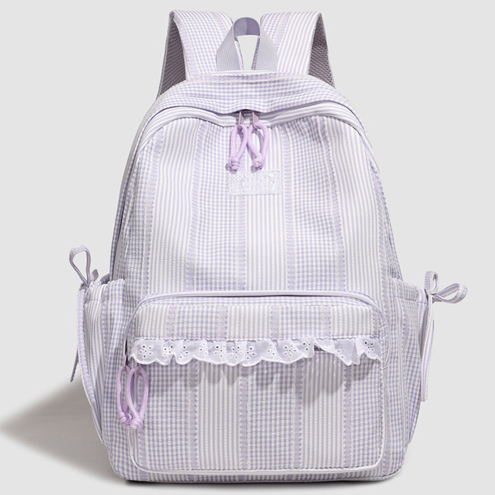 Stylish Striped Backpack with Lace Trim Stornfield