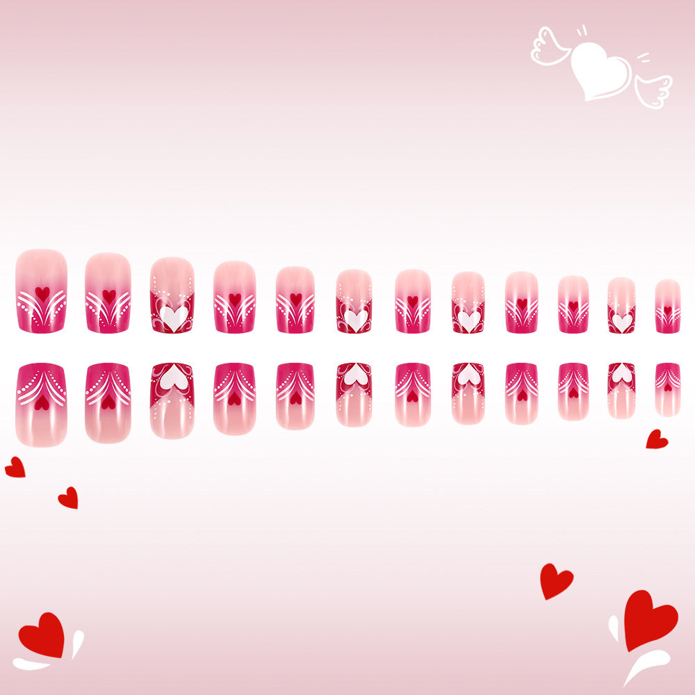 Heart-Embellished Press-On Nail Art Stornfield