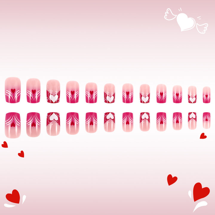 Heart-Embellished Press-On Nail Art Stornfield