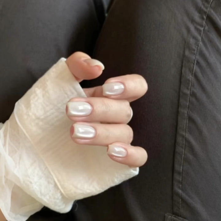 Artificial nails with elegant ombre effect and glitter accents Stornfield