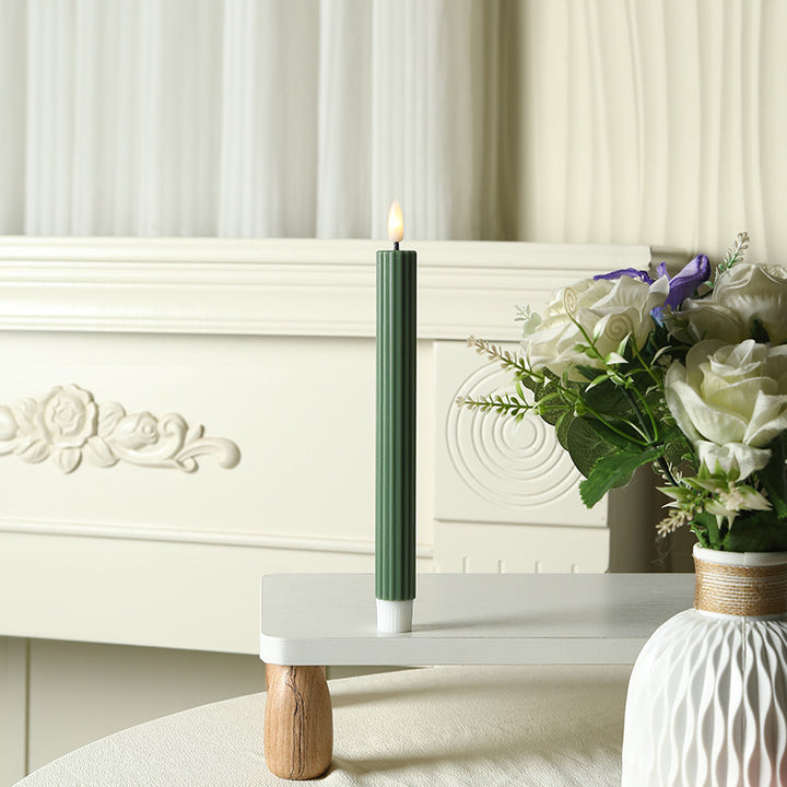 Tall Ribbed Taper Candle with Silicone Stabilizing Base