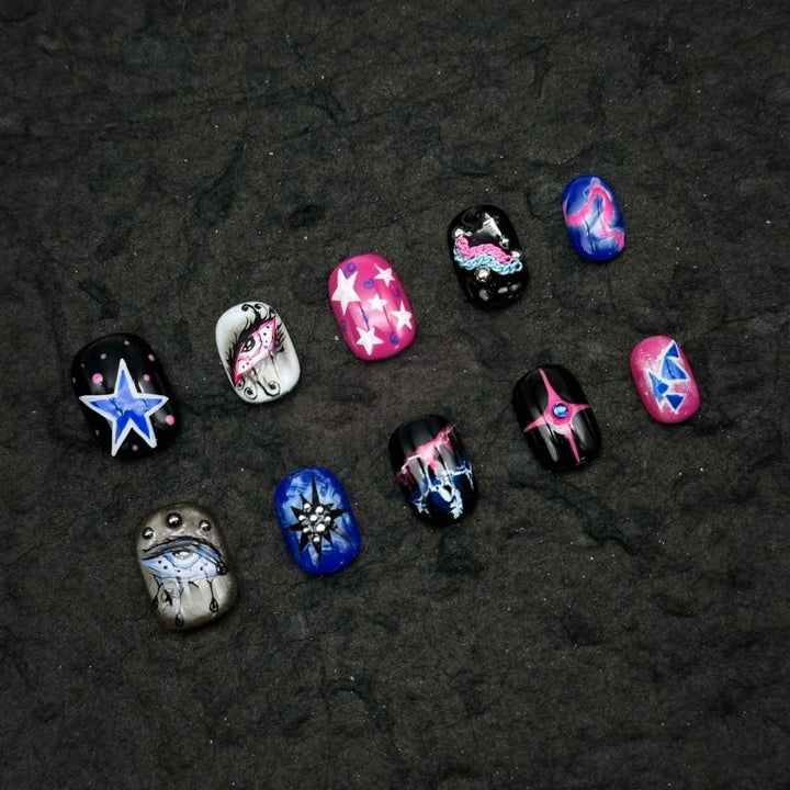 Artistic Coffee-Inspired Press-On Nail Art Set Stornfield