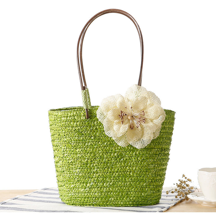 Beach bag with decorative flower detail embellishment Stornfield