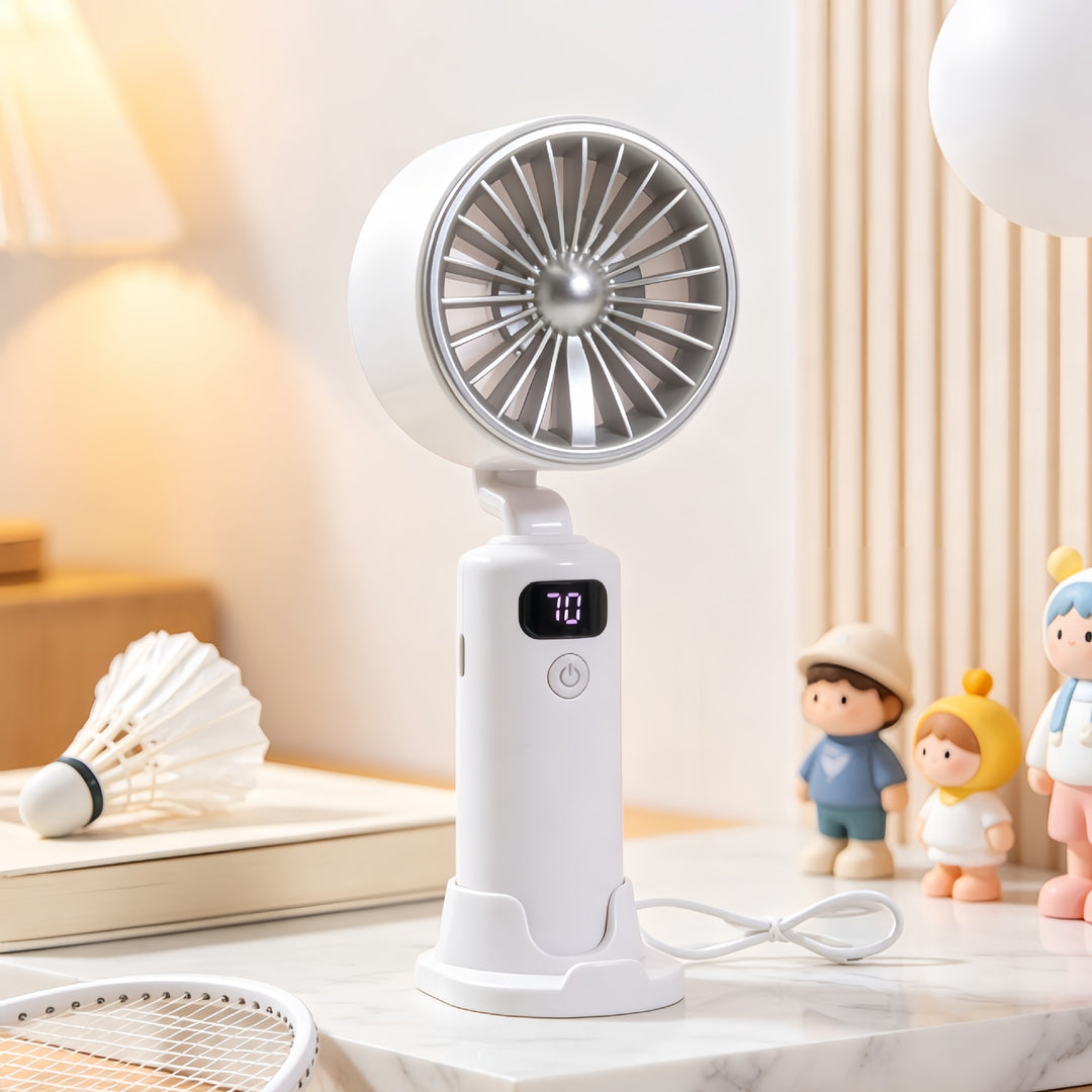 Women portable USB table fan with digital speed display Stornfield
