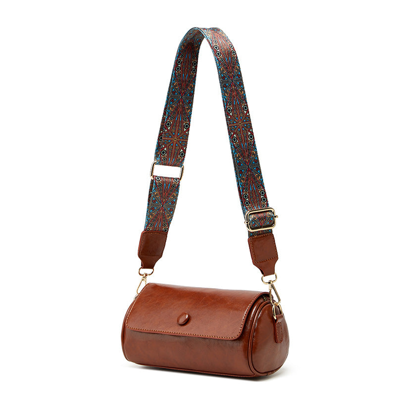 Stylish Round Leather Crossbody Bag
