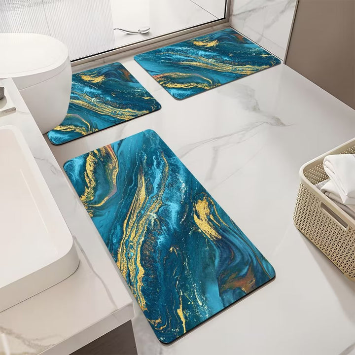 Luxurious Marble Pattern Bath Mat Set Stornfield