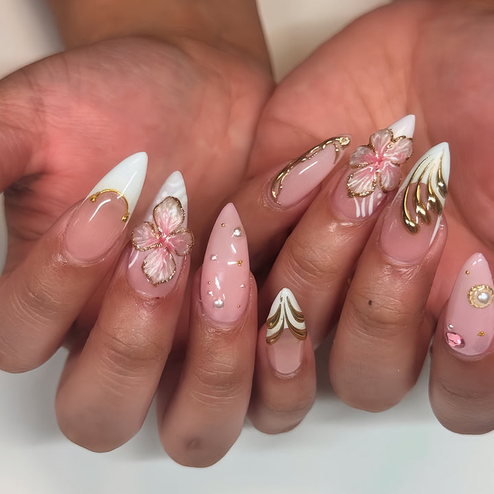 Premium Floral Designer Press-On Nails Stornfield