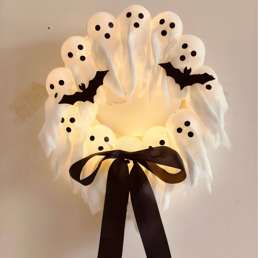 Halloween-Themed Ghost Decorative Wreath