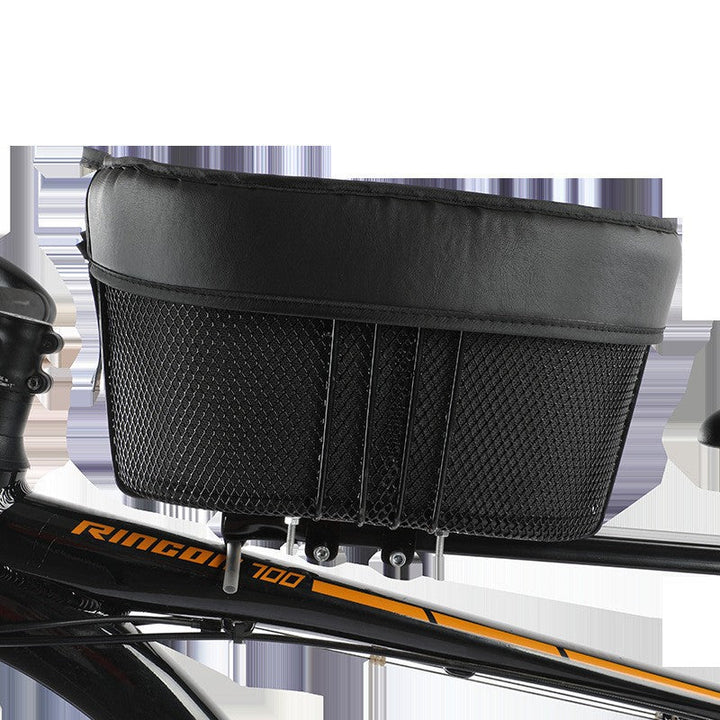 padded frame mounted pet carrier basket with mesh sides and quick release mount Stornfield