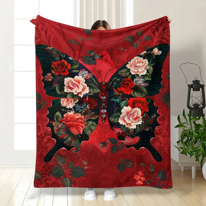 Fluffy Butterfly Print Fleece Blanket