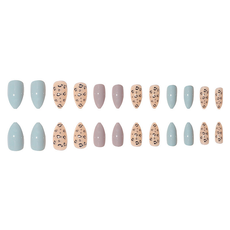 Stylish Long Press-On Nail Set with Abstract Leopard Design Stornfield