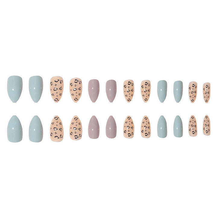 Stylish Long Press-On Nail Set with Abstract Leopard Design Stornfield