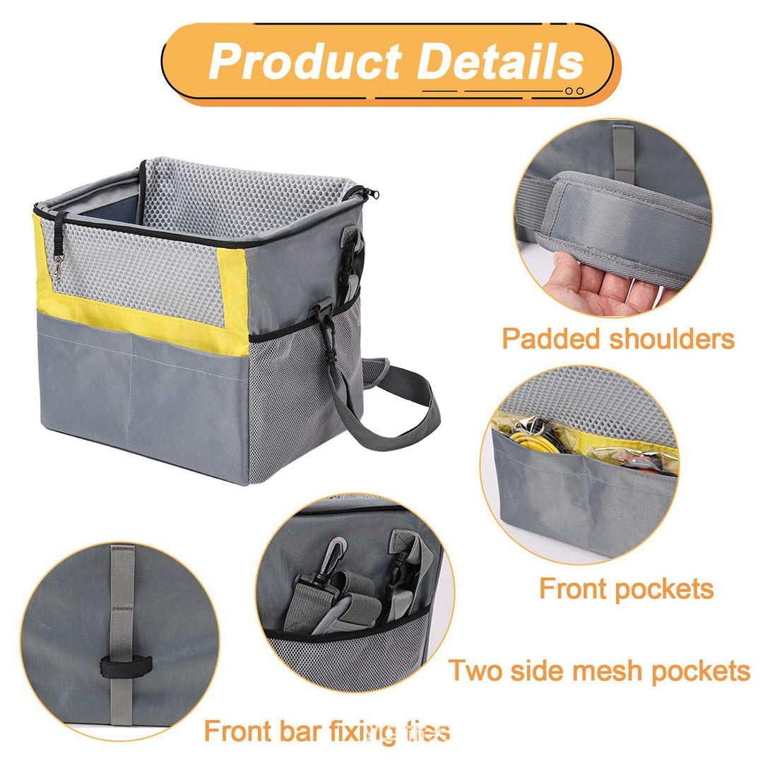 Padded Front Bicycle Pet Carrier Basket with Safety Leash and Reflective Trim Stornfield
