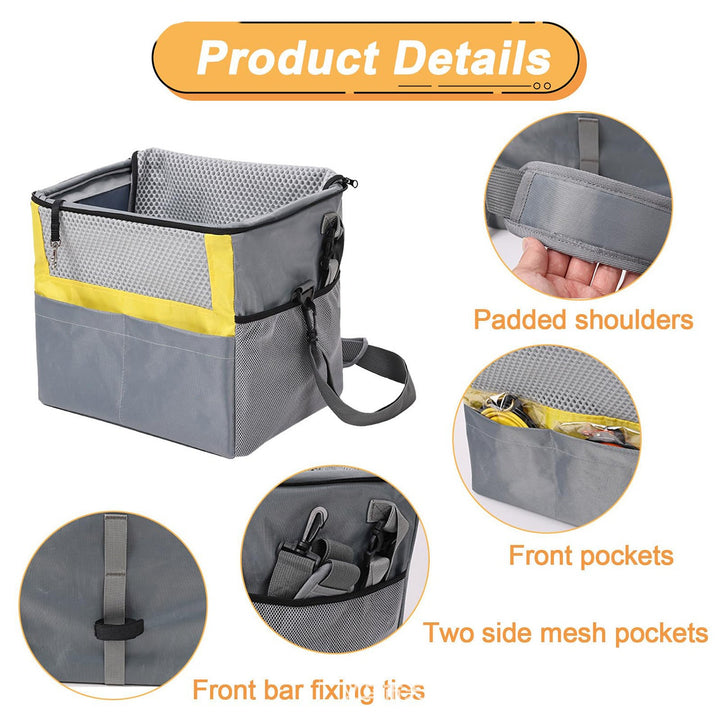 Padded Front Bicycle Pet Carrier Basket with Safety Leash and Reflective Trim Stornfield