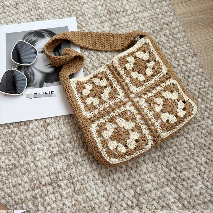 Crocheted shoulder bag with folkloric design Stornfield