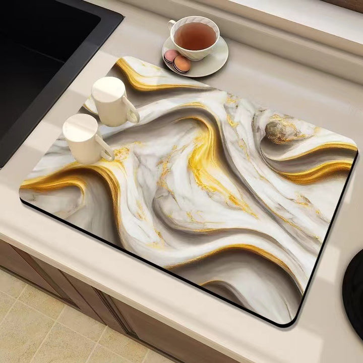 Marble-Inspired Kitchen Counter Mat Stornfield