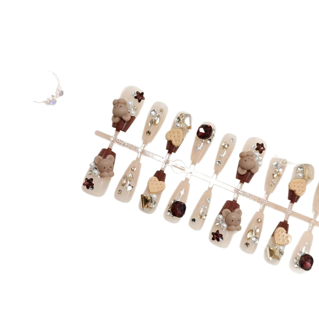 Artificial nails with charming animal and glitter design Stornfield