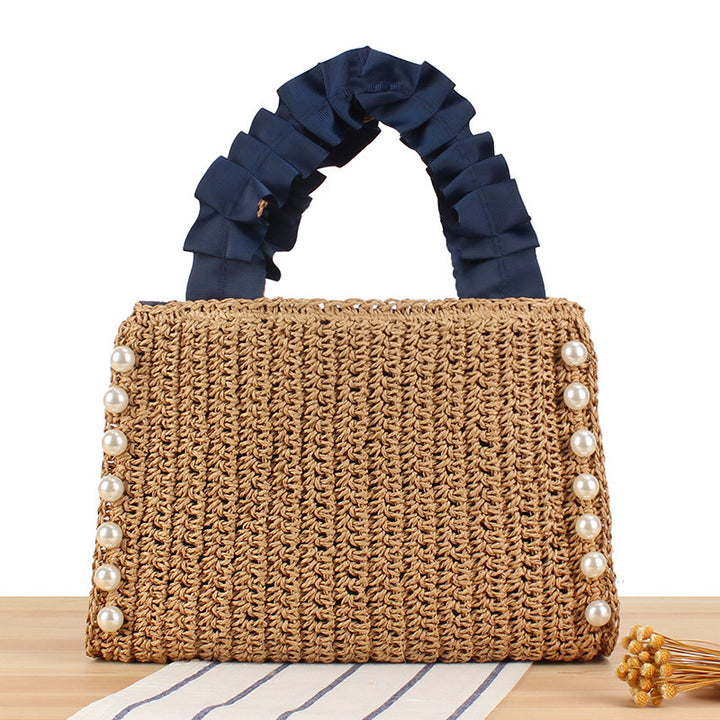 Elegant Handbag with Pearl Decoration and Ruffle Handle Stornfield