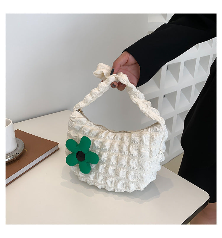 Floral Accent Textured Handbag