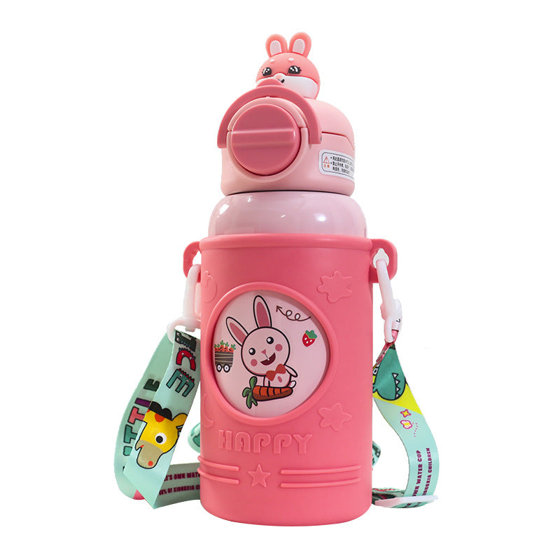 Ladies Insulated Drinking Bottle with Cute Frog Design and Practical Carry Strap Stornfield