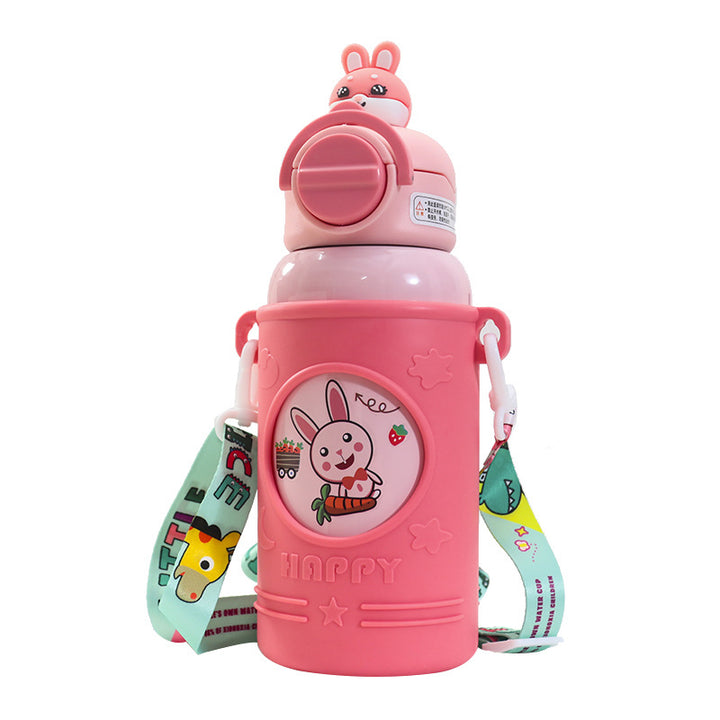 Ladies Insulated Drinking Bottle with Cute Frog Design and Practical Carry Strap Stornfield