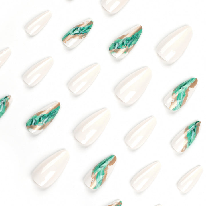 Artful Nail Extensions with Elegant Marbled Design Stornfield