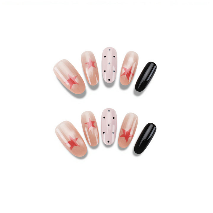 Artistic Press-On Nail Set with Bold Star Designs Stornfield