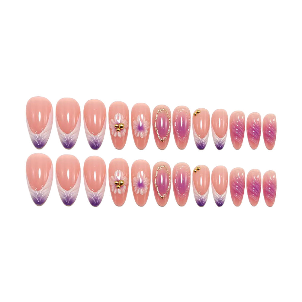 Artificial nails with luxurious 3D flower and glitter design Stornfield