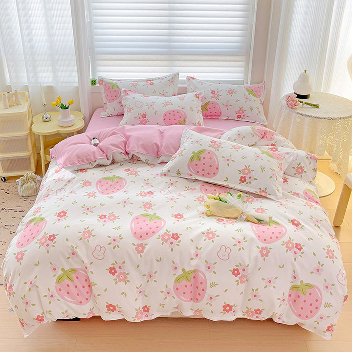 Floral Patterned Reversible Duvet Cover Set