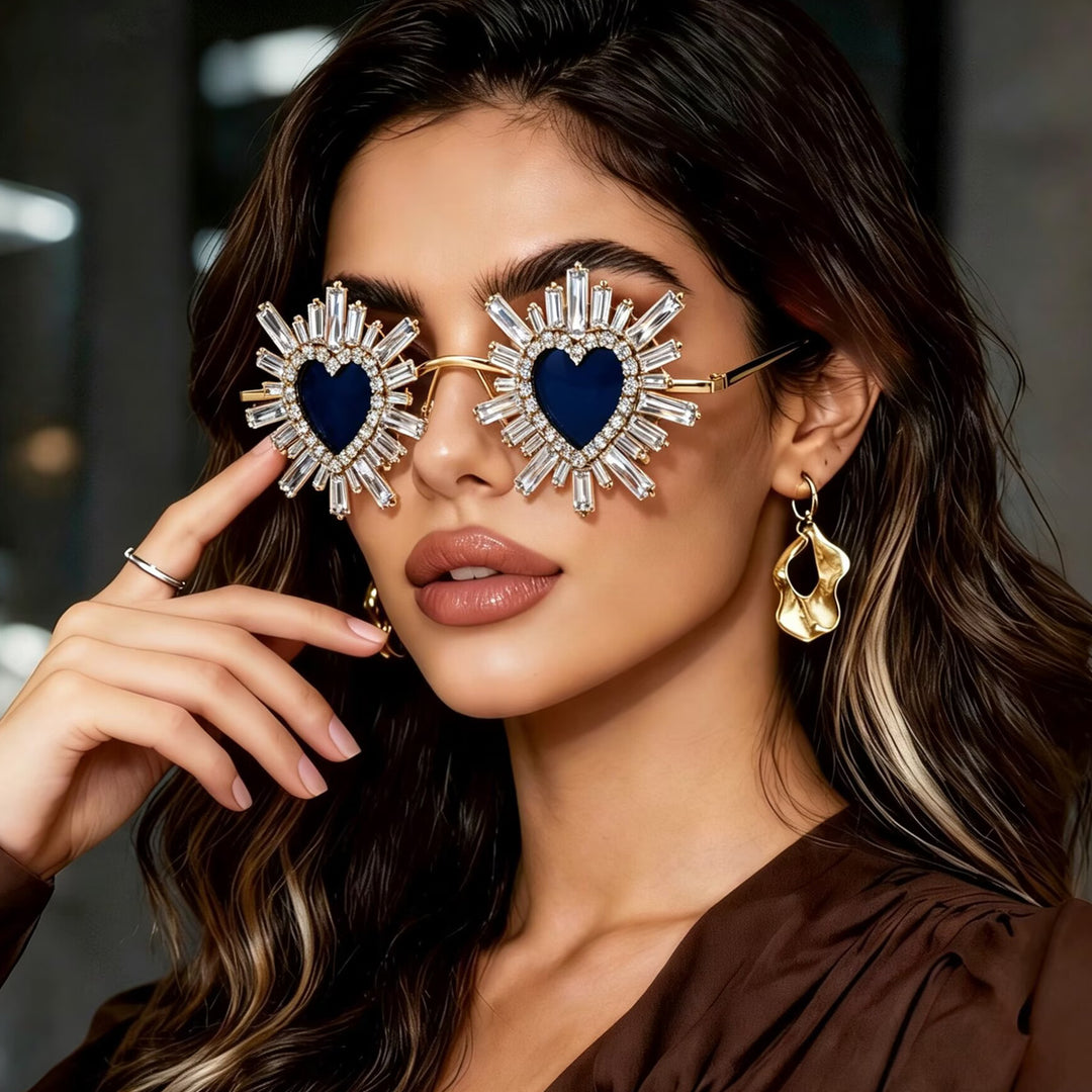 Women Heart-Shaped Sunglasses with Sparkling Crystal Decoration Stornfield
