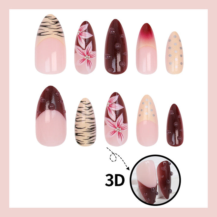 Artificial nail set with floral and animal designs Stornfield