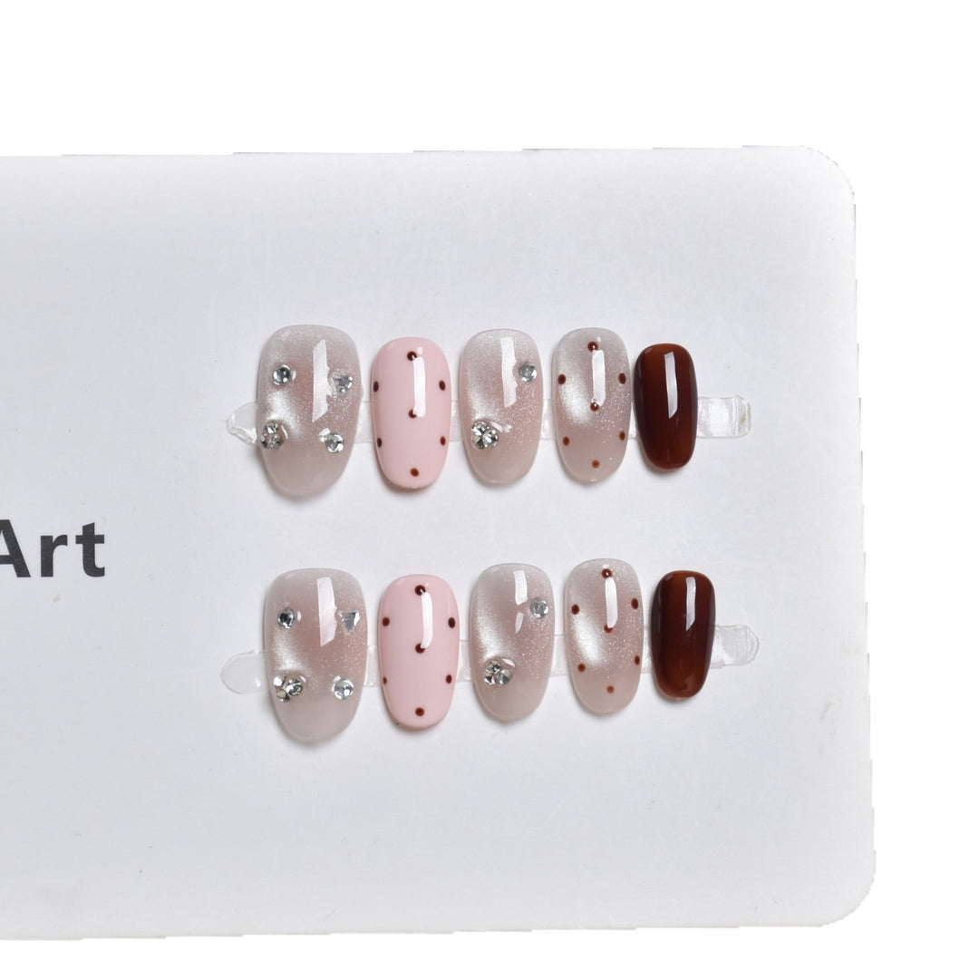 Premium Rhinestone-Embellished Press-On Nail Art Stornfield