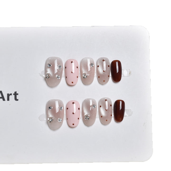 Premium Rhinestone-Embellished Press-On Nail Art Stornfield