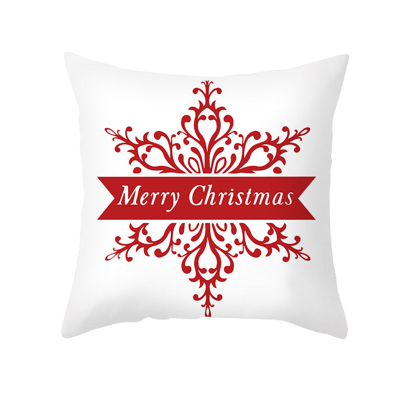 Decorative Holiday Throw Pillow Cover with Script Greeting and Antler Motif