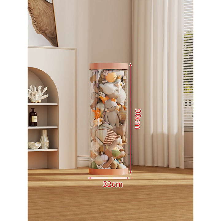LED-lit Transparent Plush Toy Showcase Cylinder