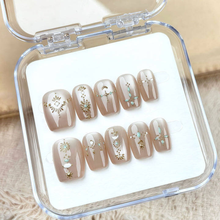 Decorative Press-On Nail Art Set with Elegant Designs