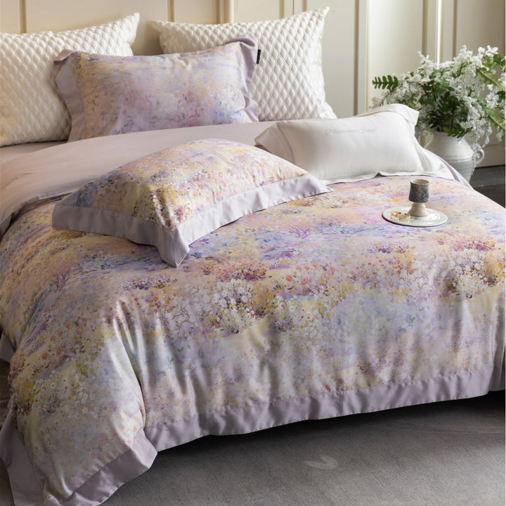 Floral Watercolor Cotton-Sateen Duvet Cover Set