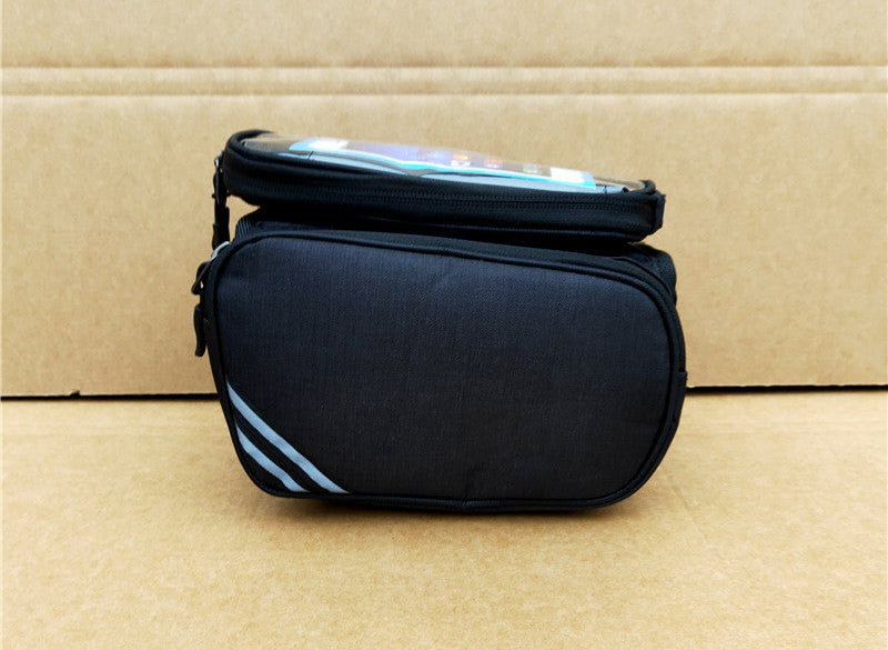 waterproof bike handlebar phone bag with touchscreen top and spacious dual compartment and reflective accents Stornfield