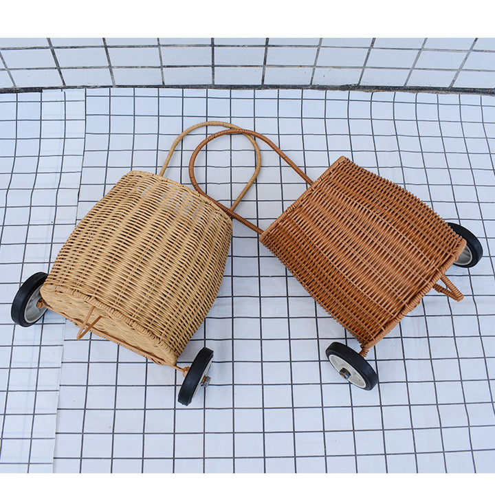 Decorative Woven Rolling Storage Basket Stornfield
