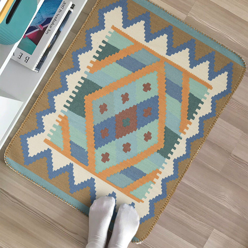 Woven runner rug in ethnic kilim pattern with flat weave structure and non-slip backing Stornfield