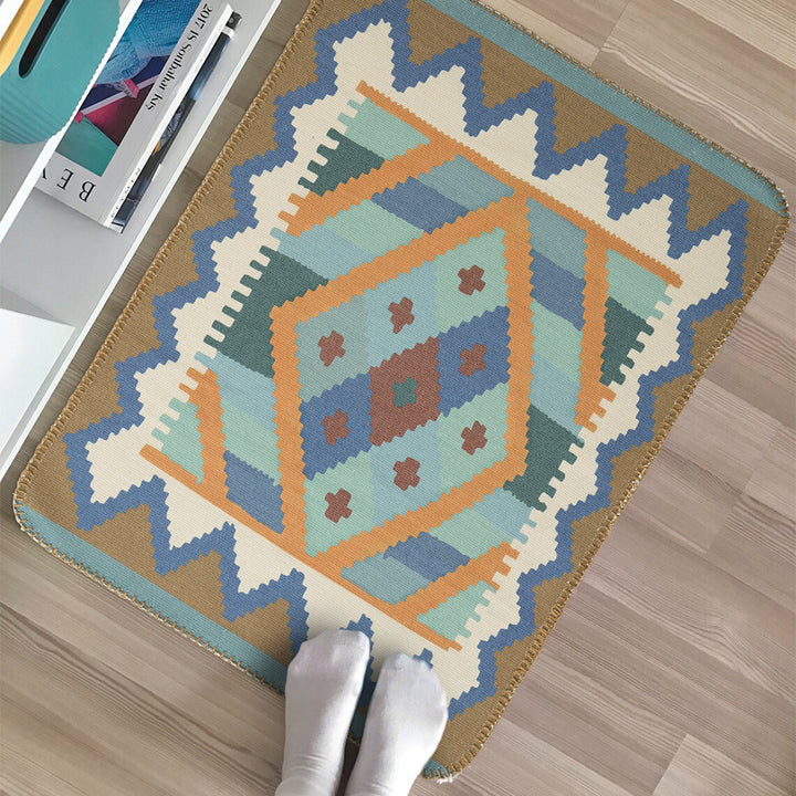 Woven runner rug in ethnic kilim pattern with flat weave structure and non-slip backing Stornfield