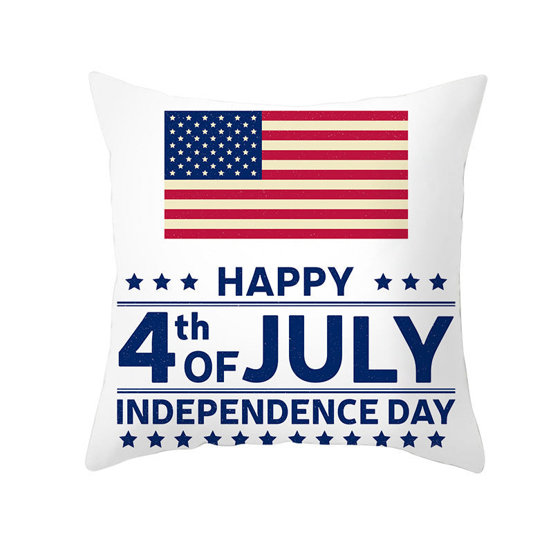 Patriotic Independence Day Cotton Canvas Throw Pillow Cover