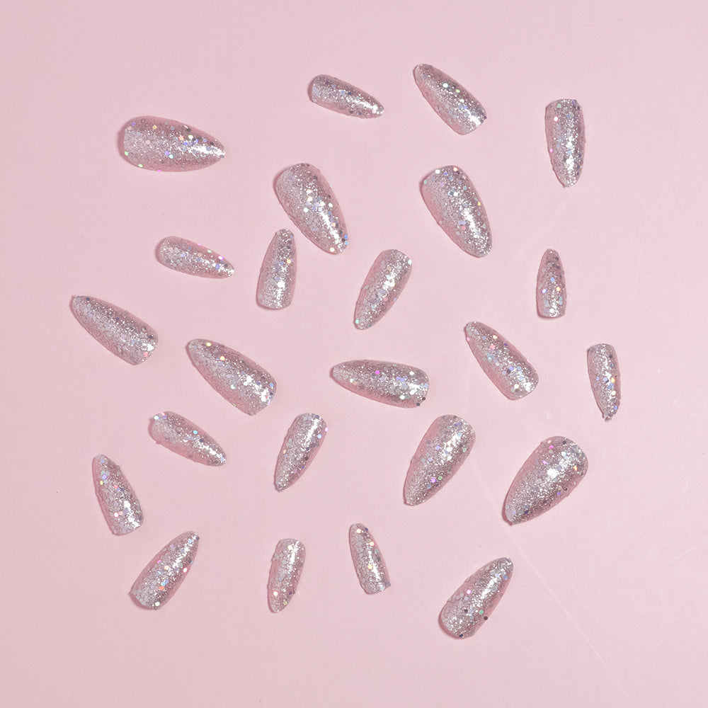Sparkling Glittery Almond-Shape Press-On Nails Stornfield