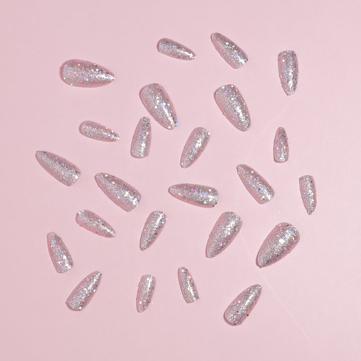 Sparkling Glittery Almond-Shape Press-On Nails Stornfield
