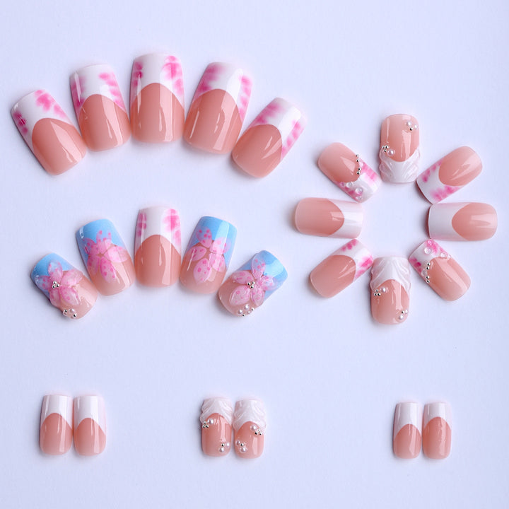 Artificial nails with floral 3D applications and detailed decorations Stornfield