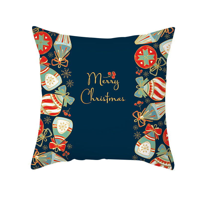 Decorative Holiday Throw Pillow Cover with Festive Ornament Print