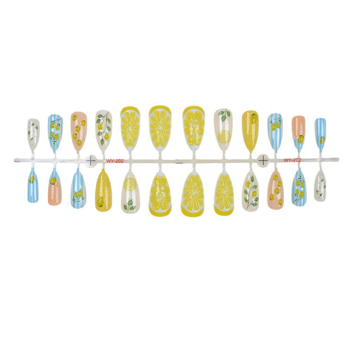 Fruity Lemon-Themed Press-On Nail Art Set Stornfield